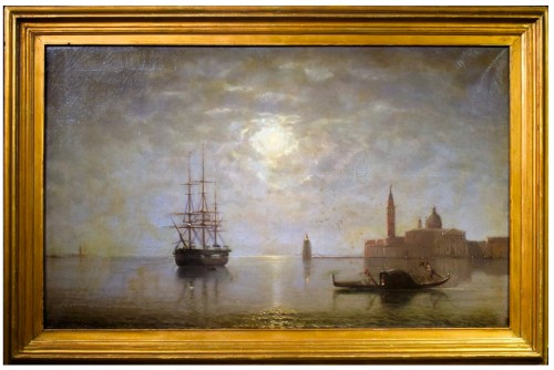 Venice, San Giorgio Maggiore by moonlight - Baron Deslanders E.A.  19th c.